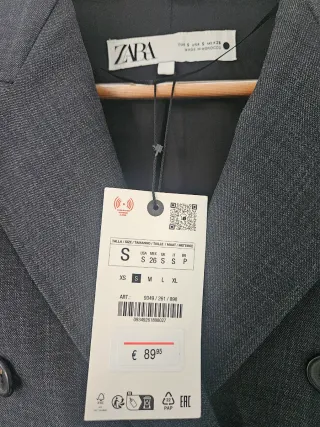 Traje ZARA mujer americana cruzada gris 36