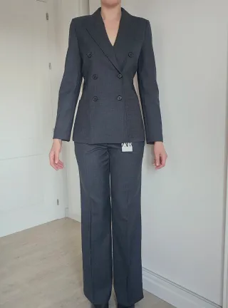 Traje ZARA mujer americana cruzada gris 36