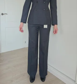 Traje ZARA mujer americana cruzada gris 36