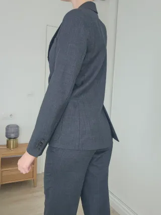 Traje ZARA mujer americana cruzada gris 36