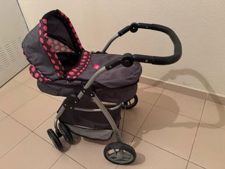Carrito para muñecos con lunares rosas
