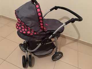 Carrito para muñecos con lunares rosas