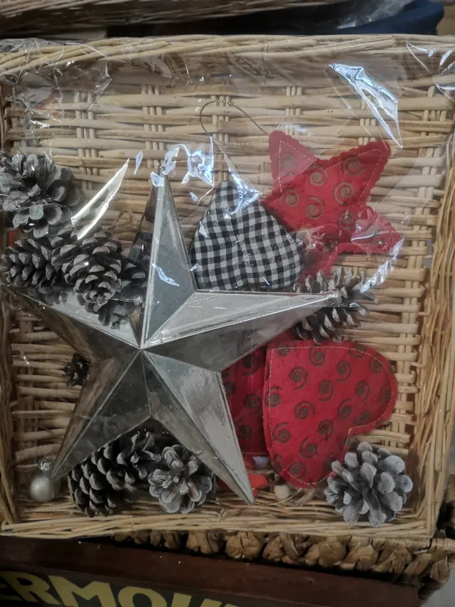 Decorazioni Natalizie Cestini Stelle Pigne