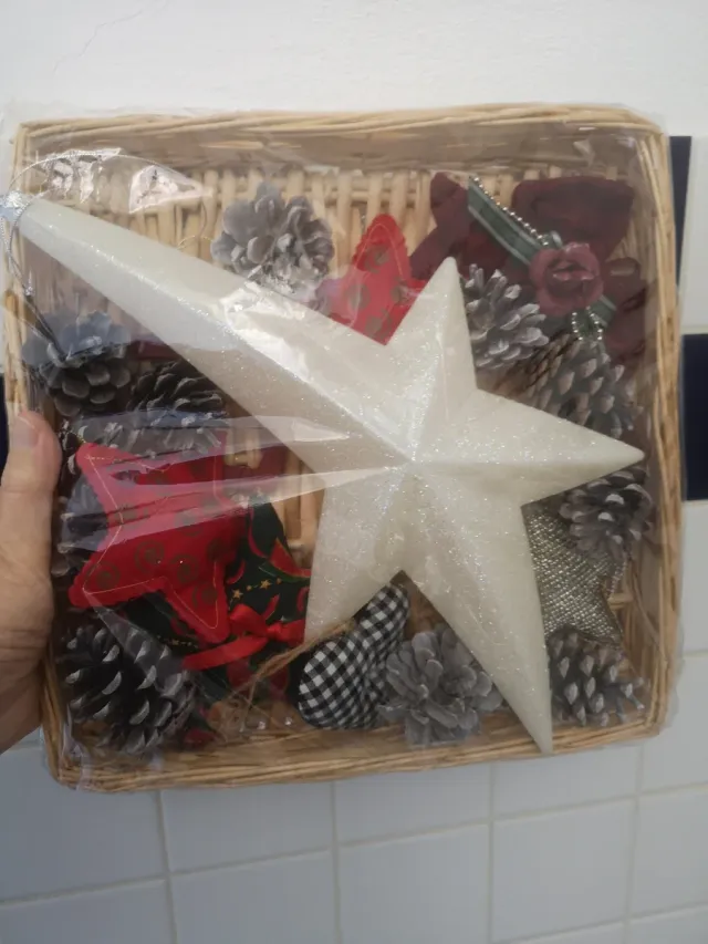 Decorazioni Natalizie Cestini Stelle Pigne