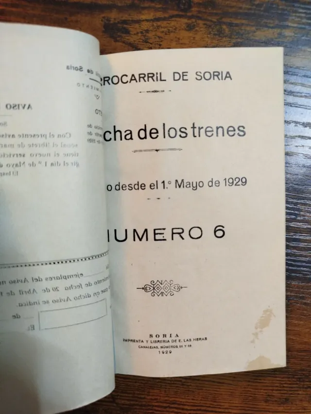 Ferrocarril Soria Marcha de los trenes 1929