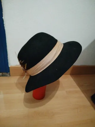 Sombrero negro elegante con pluma