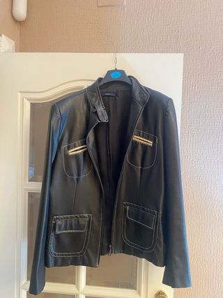 Chaqueta polo piel gran calidad negra mujer