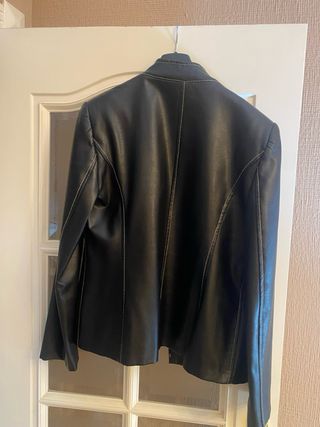 Chaqueta polo piel gran calidad negra mujer