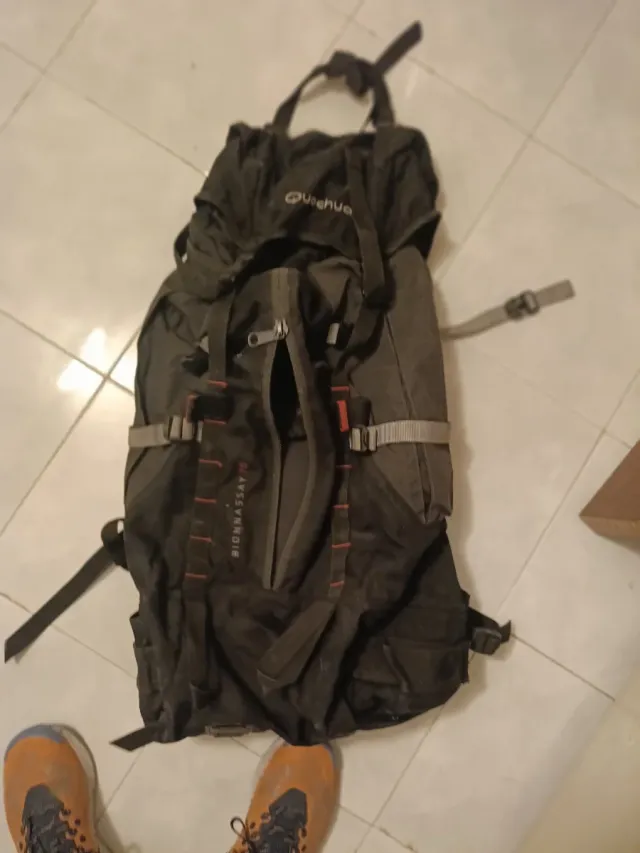 Mochila Montañero Grande Negra/Gris