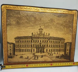 Quadretto vintage in legno con cornice dorata