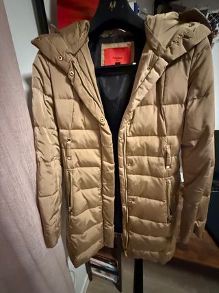 Abrigo largo Mango beige/dorado