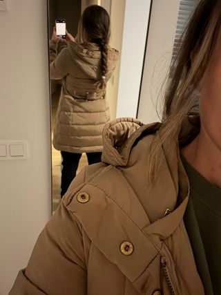 Abrigo largo Mango beige/dorado