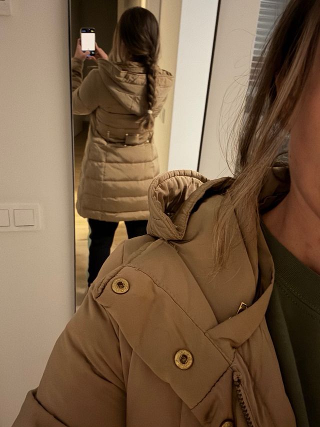 Abrigo largo Mango beige/dorado