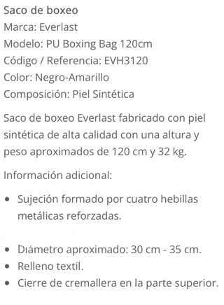 Saco de boxeo Everlast