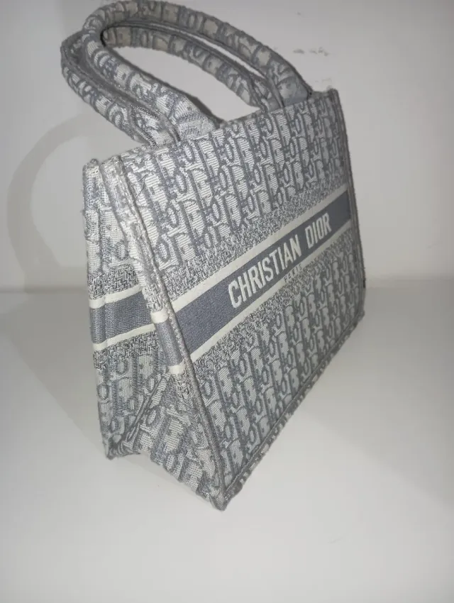 Borsa Christian Dior grigio e bianco