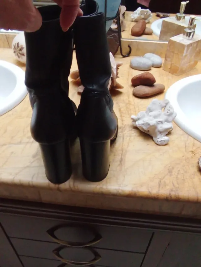 Botines Zara Piel Tacón Bloque Negro