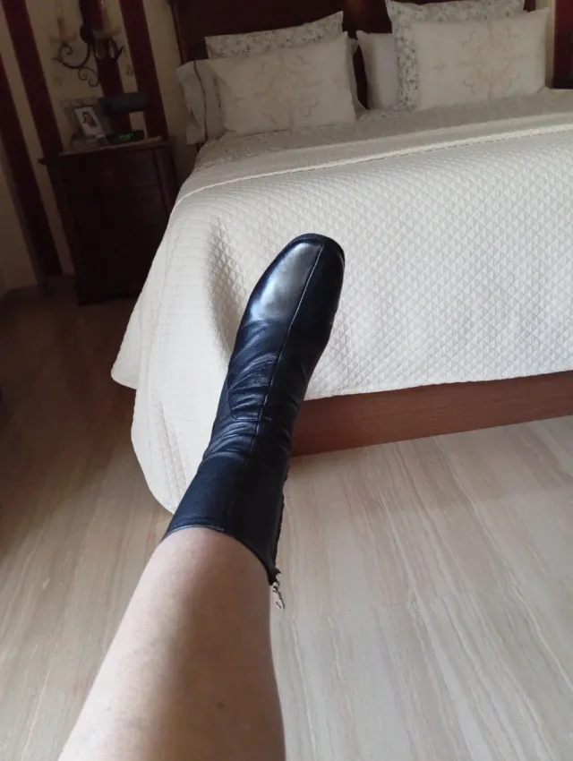 Botines Zara Piel Tacón Bloque Negro