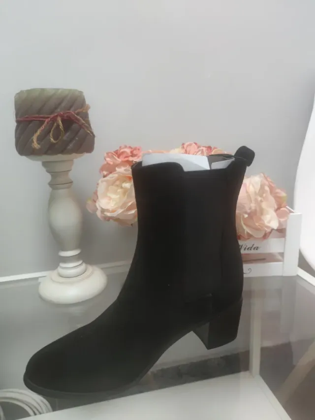 Botín de ante mujer negro