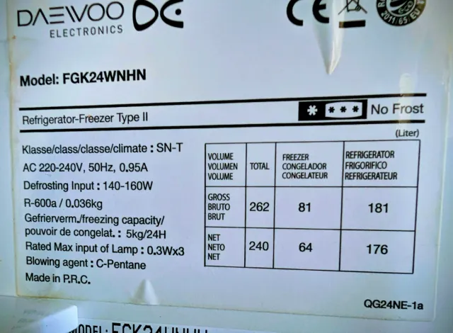 Frigorífico Combi No Frost 242L Daewoo