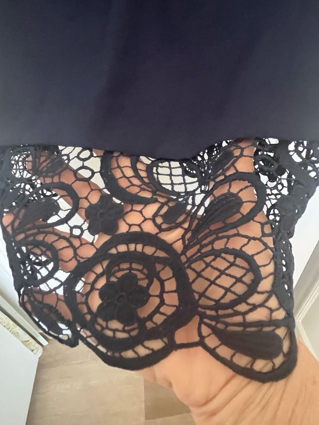 Vestido Mango azul con encaje . Talla grande