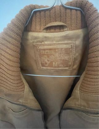 Chaqueta bomber de cuero marrón