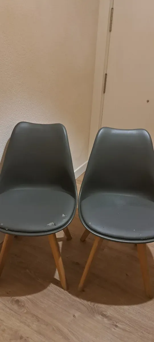 Set di 2 sedie in plastica e legno grigie