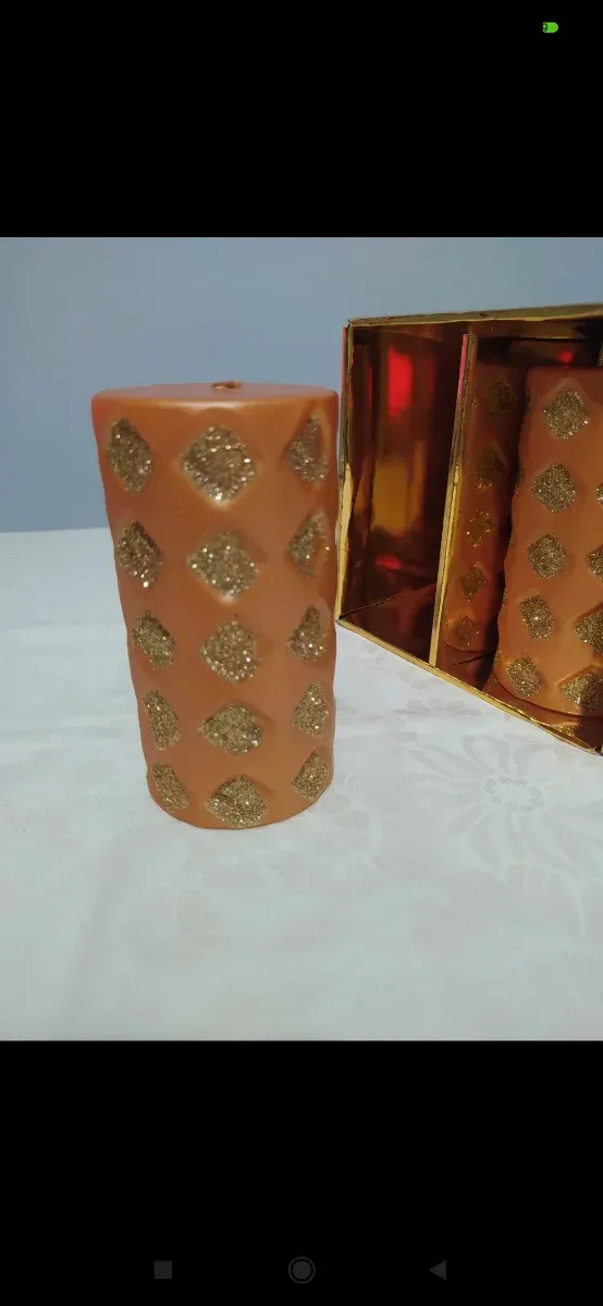 2 Candele Bronzo Glitter