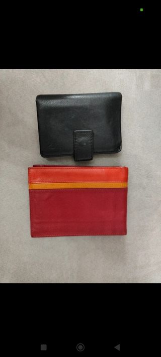 Set portafogli uomo pelle nero e rosso