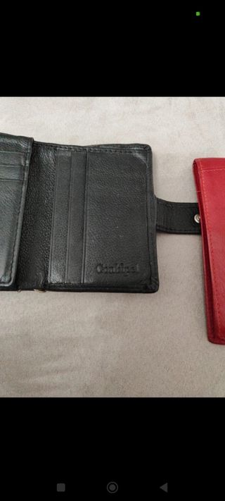 Set portafogli uomo pelle nero e rosso