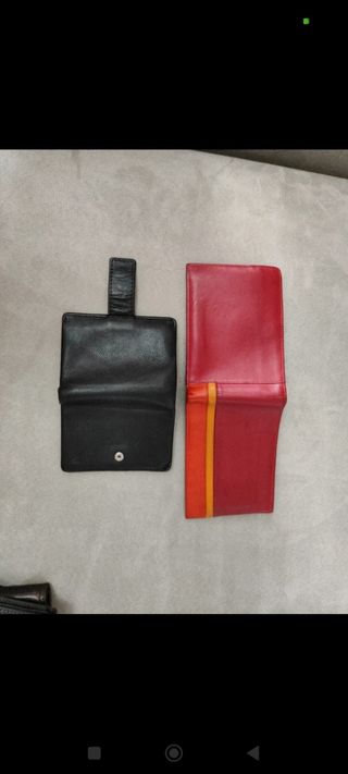 Set portafogli uomo pelle nero e rosso