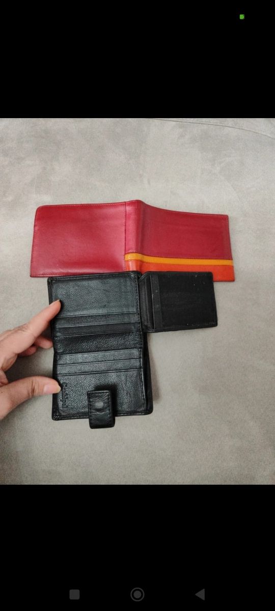 Set portafogli uomo pelle nero e rosso