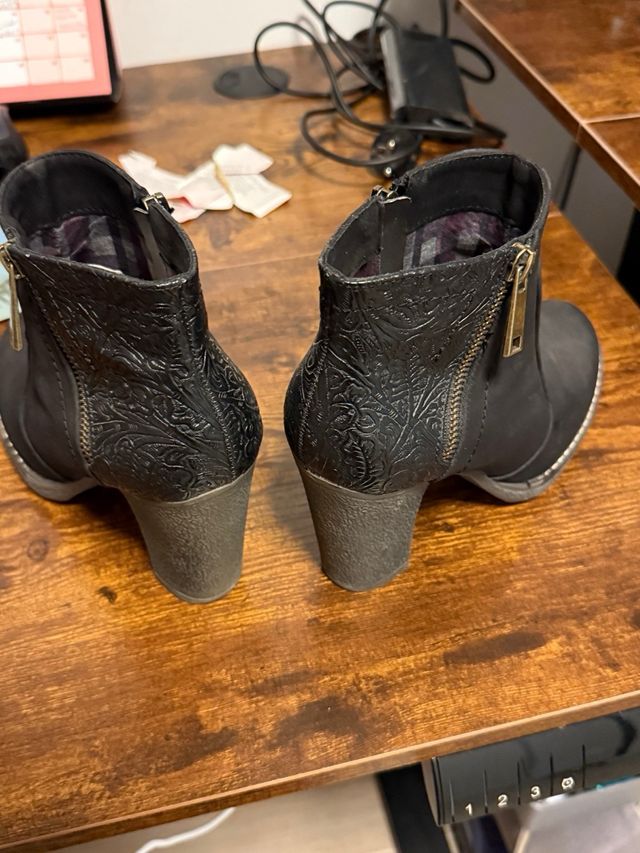 Botines tacón negros con cremallera