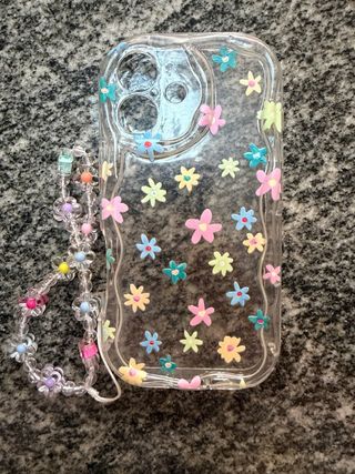 Funda iPhone con flores y correa