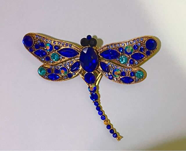 Broche Libélula Azul y Dorado