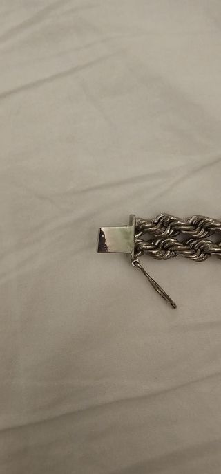 Pulsera baño plata estilo cadena doble