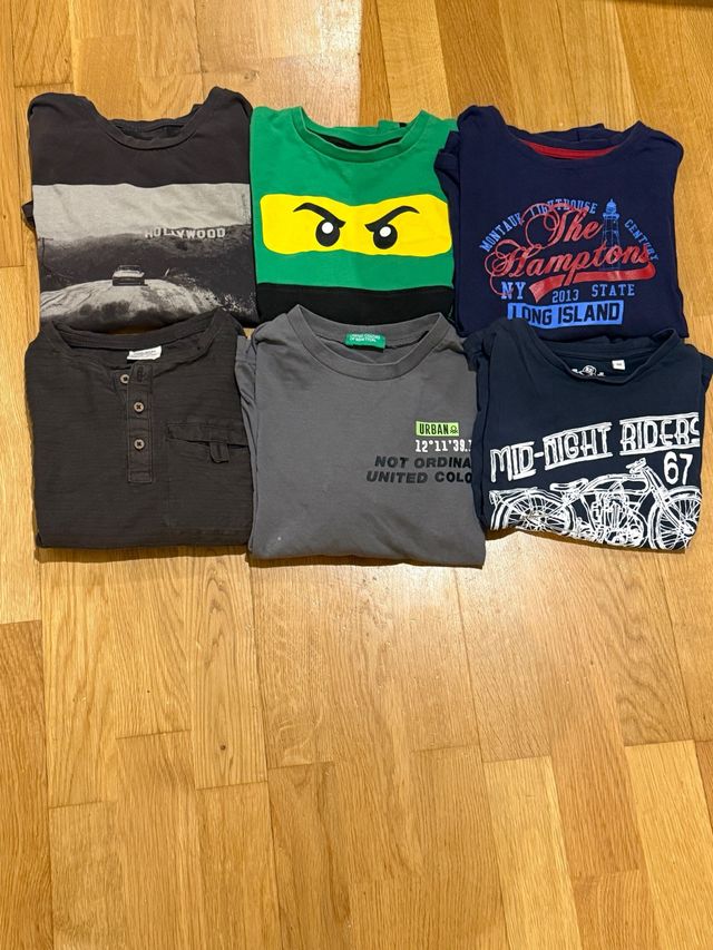 Lote 6 camisetas manga larga niño 8 años