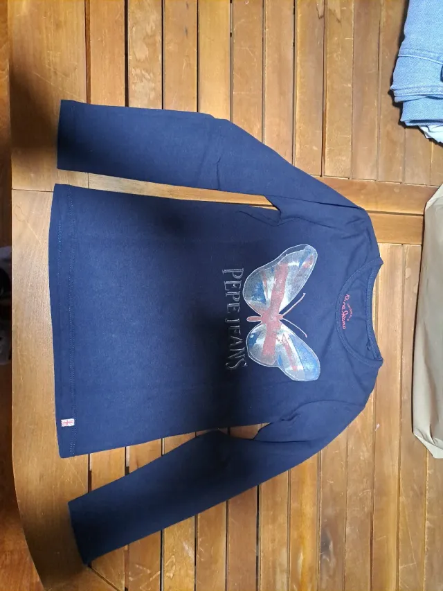 Camiseta Pepe Jeans niña azul mariposa