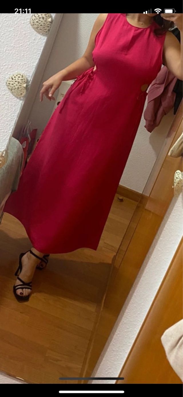 Vestido Zara Midi fucsia