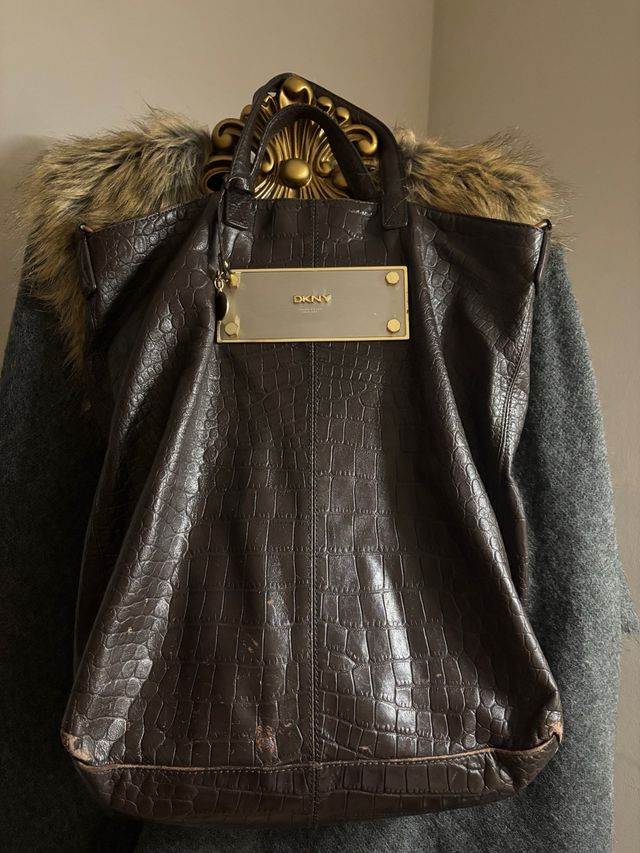 Bolso Tote DKNY Cocodrilo Marrón