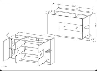 Aparador 3 puertas y 3compartimentos con LED