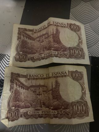 2 Billetes 100 Pesetas 1970 España 1000 liras 5di