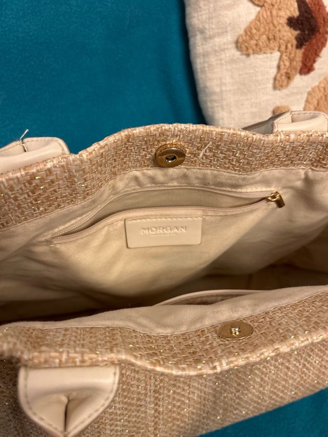 Bolso Rafia Artificial Morgan Beige/Dorado