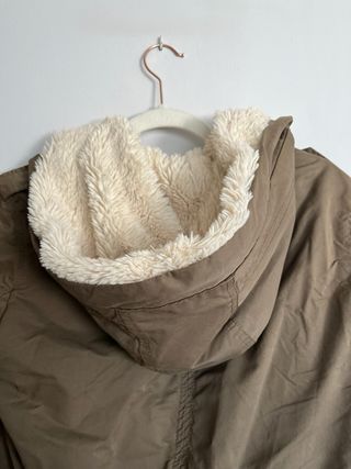 Parka Forro Borreguito Capucha Caqui