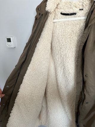 Parka Forro Borreguito Capucha Caqui