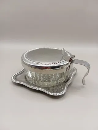 Portaformaggio in vetro e acciaio inox vintage