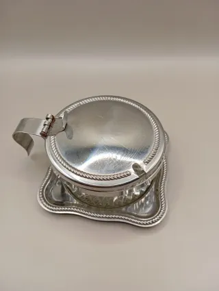 Portaformaggio in vetro e acciaio inox vintage