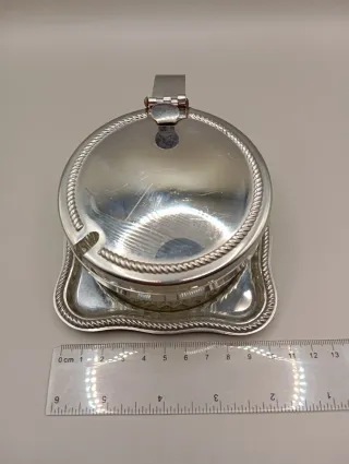 Portaformaggio in vetro e acciaio inox vintage