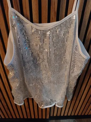 Top lentejuelas plateado talla única