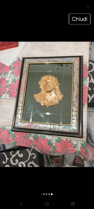 Quadro volto Gesù oro