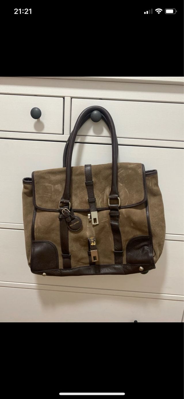 Bolso Zara Piel Beige y Marrón